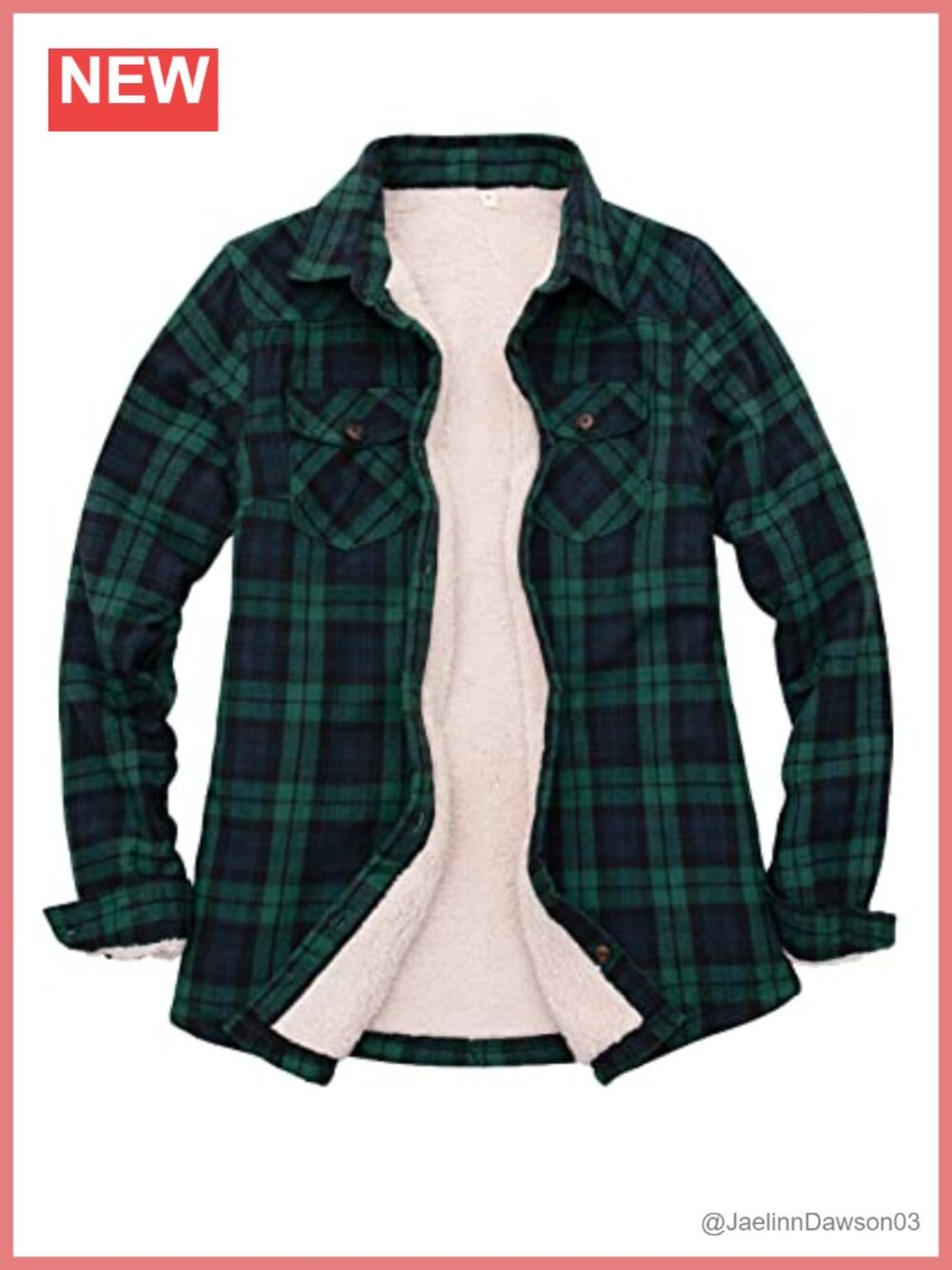 Sherpa Fleece Lined Flannel Shirt Jacket Button Down Plaid